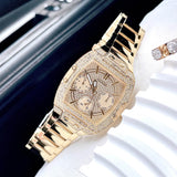 Guess Phoenix Multifunction Crystals Gold Dial Gold Steel Strap Watch For Men - GW0094G2 Buy Now By Guess