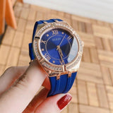 Guess Cosmo Diamonds Blue Blue Dial Blue Silicone Strap Watch for Women - GW0034L4 Buy Now By Guess