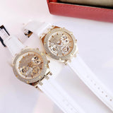 Guess Heiress Diamonds Gold Dial White Rubber Strap Watch for Women - GW0407L2 Buy Now By Guess