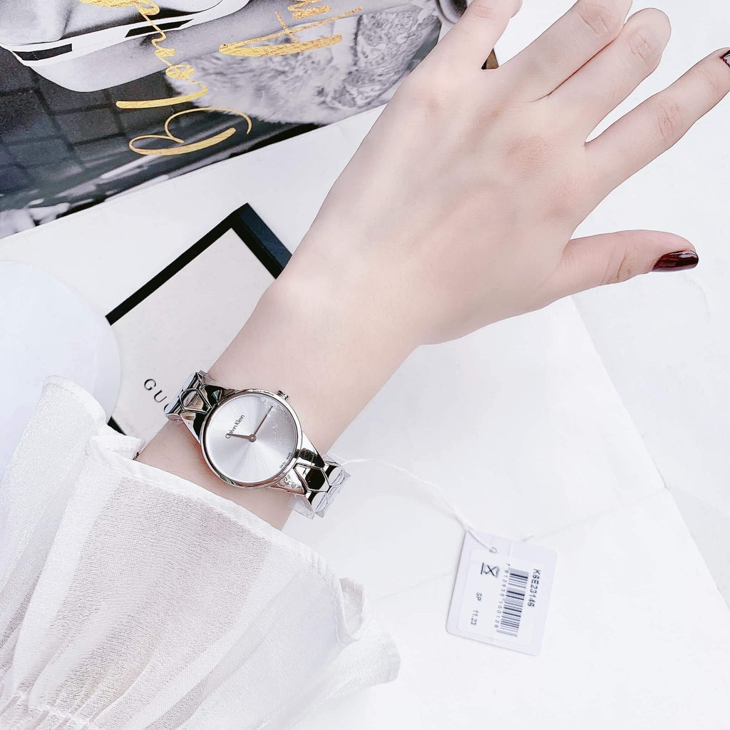 Calvin Klein Snake Silver Dial Silver Steel Strap Watch For Women - K6E23146 Buy Now By Calvin Klein