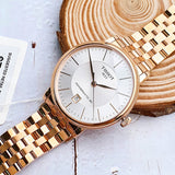 Tissot T Classic Carson Premium Automatic White Dial Rose Gold Steel Strap Watch for Men - T122.407.33.031.00