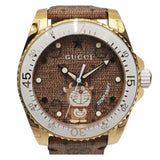 Gucci Dive Doraemon Brown Dial Brown Leather Strap Watch For Men - YA136334 Buy Now By Gucci