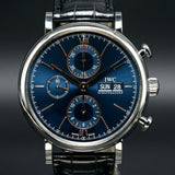 IWC Portofino Chronograph Blue Dial Black Leather Strap Watch for Men - IW391036 Buy Now By IWC