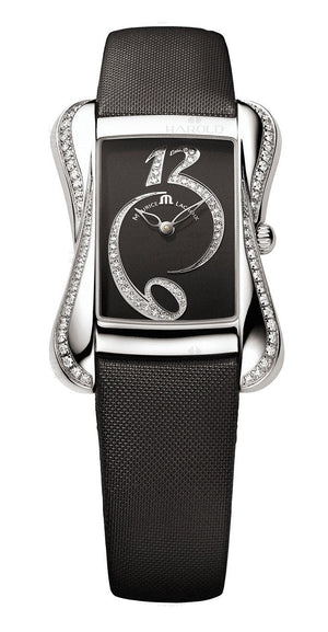 Maurice Lacroix Divina Black Dial with Diamonds Black Leather Strap Watch for Women - DV5012-SD531-120 Buy Now By Maurice Lacroix