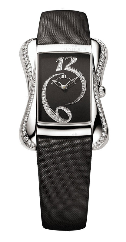 Maurice Lacroix Divina Black Dial with Diamonds Black Leather Strap Watch for Women - DV5012-SD531-120 Buy Now By Maurice Lacroix