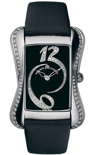 Maurice Lacroix Fiaba Black Dial with Diamonds Black Leather Strap Watch for Women - DV5012-SD531-350 Buy Now By Maurice Lacroix