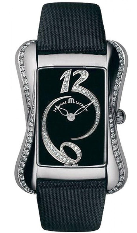 Maurice Lacroix Fiaba Black Dial with Diamonds Black Leather Strap Watch for Women - DV5012-SD531-350 Buy Now By Maurice Lacroix