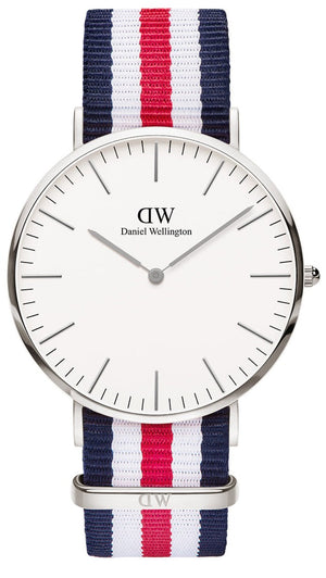 Daniel Wellington Classic Canterbury White Dial Two Tone Nylon Strap Watch For Men - DW00100016 Buy Now By Daniel Wellington