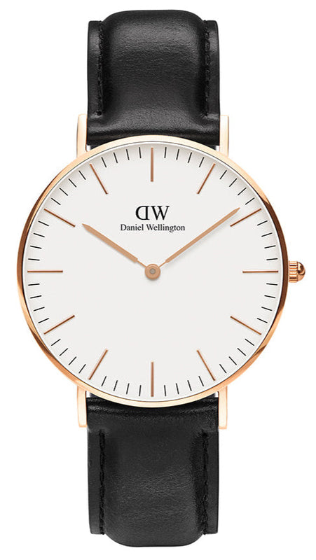Daniel Wellington Classic Sheffield White Dial Black Leather Strap Watch for Women - DW00100036 Buy Now By Daniel Wellington