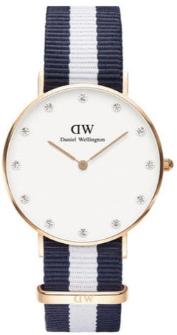 Daniel Wellington Classy Glasgow White Dial Two Tone Nylon Strap Watch For Women - DW00100078 Buy Now By Daniel Wellington