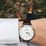 Daniel Wellington Dapper Bristol White Dial Brown Leather Strap Watch For Women - DW00100090 Buy Now By Daniel Wellington