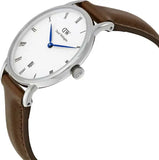Daniel Wellington Dapper Bristol White Dial Brown Leather Strap Watch For Women - DW00100098 Buy Now By Daniel Wellington