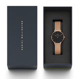 Daniel Wellington Classic Melrose Black Dial Rose Gold Mesh Bracelet Watch For Women - DW00100161 Buy Now By Daniel Wellington
