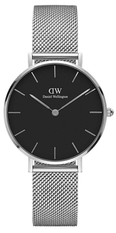 Daniel Wellington Classic Petite Sterling Black Dial Silver Mesh Bracelet Watch For Women - DW00100162 Buy Now By Daniel Wellington