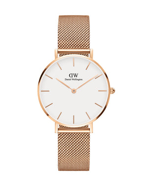 Daniel Wellington Classic Petite Melrose White Dial Rose Gold Mesh Bracelet Watch For Women - DW00100163 Buy Now By Daniel Wellington