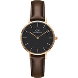 Daniel Wellington Classic Petite Bristol Black Dial Brown Leather Strap Watch For Women - DW00100165 Buy Now By Daniel Wellington