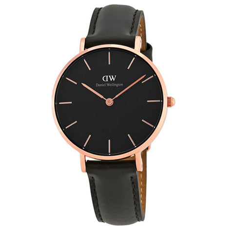 Daniel Wellington Petite Sheffield Black Dial Black Leather Strap Watch For Women - DW00100168 Buy Now By Daniel Wellington