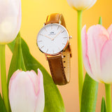 Daniel Wellington Petite Durham White Dial Brown Leather Strap Watch For Women - DW00100172 Buy Now By Daniel Wellington