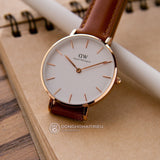 Daniel Wellington Petite Durham White Dial Brown Leather Strap Watch For Women - DW00100172 Buy Now By Daniel Wellington
