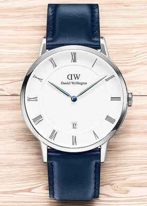 Daniel Wellington Dapper Somerset White Dial Blue Leather Strap Watch For Men - DW00100192 Buy Now By Daniel Wellington