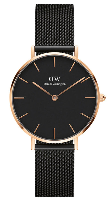 Daniel Wellington Petite Ashfield Black Dial Black Mesh Bracelet Watch Watch For Women - DW00100201 Buy Now By Daniel Wellington