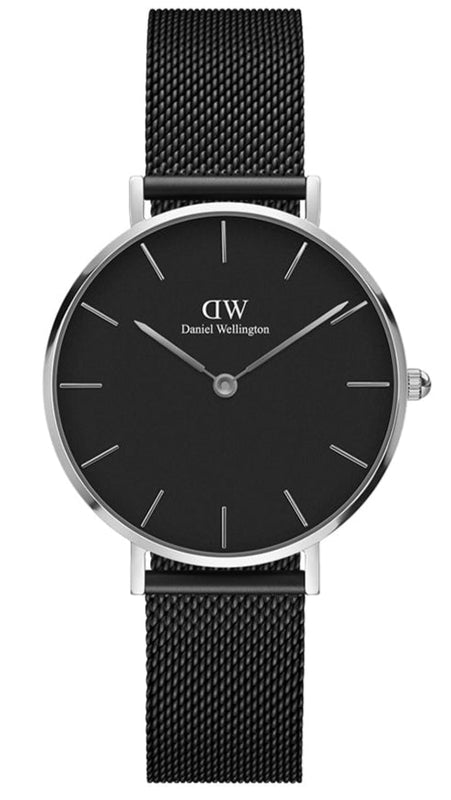 Daniel Wellington Petite Ashfield Black Dial Black Mesh Strap Watch For Women - DW00100202 Buy Now By Daniel Wellington