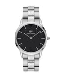 Daniel Wellington Iconic Link Black Dial Silver Steel Strap Watch for Women - DW00100204 Buy Now By Daniel Wellington