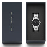 Daniel Wellington Iconic Link Black Dial Silver Steel Strap Watch For Women - DW00100206 Buy Now By Daniel Wellington