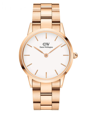 Daniel Wellington Iconic Link White Dial Rose Gold Steel Strap Watch For Women - DW00100209 Buy Now By Daniel Wellington