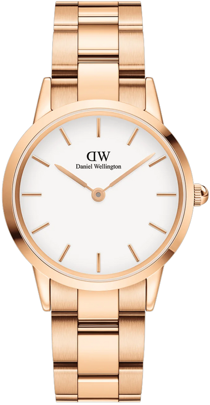 Daniel Wellington Iconic Link White Dial Rose Gold Steel Strap Watch For Women - DW00100211 Buy Now By Daniel Wellington