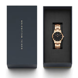 Daniel Wellington Iconic Link Analog Black Dial Rose Gold Steel Strap Watch For Women - DW00100214 Buy Now By Daniel Wellington