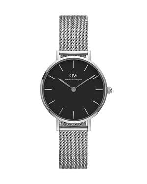 Daniel Wellington Petite Sterling Black Dial Silver Mesh Bracelet Watch For Women - DW00100218 Buy Now By Daniel Wellington