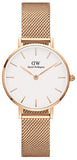 Daniel Wellington Classic Petite White Dial Rose Gold Mesh Bracelet Watch For Women - DW00100219