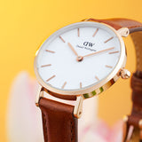 Daniel Wellington Classic Petite St Mawes White Dial Brown Leather Strap Watch For Women - DW00100231 Buy Now By Daniel Wellington