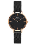 Daniel Wellington Petite Ashfield Black Dial Black Mesh Strap Watch For Women - DW00100245 Buy Now By Daniel Wellington