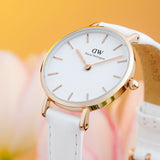 Daniel Wellington Petite White Dial White Leather Strap Watch For Women - DW00100249 Buy Now By Daniel Wellington