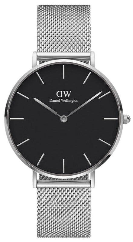 Daniel Wellington Petite Sterling Black Dial Silver Mesh Bracelet Watch For Women - DW00100304 Buy Now By Daniel Wellington