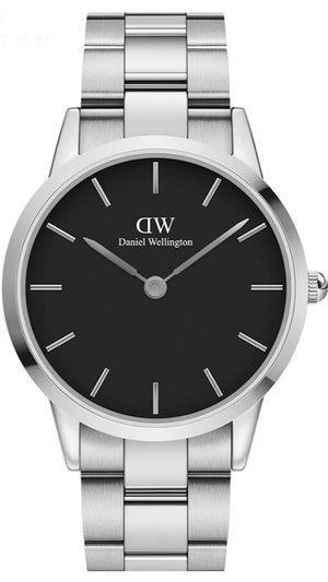 Daniel Wellington Iconic Link Black Dial Silver Steel Strap Watch For Women - DW00100342 Buy Now By Daniel Wellington