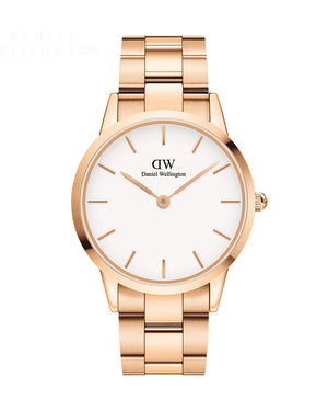 Daniel Wellington Iconic Link White Dial Gold Steel Strap Watch For Men - DW00100343 Buy Now By Daniel Wellington