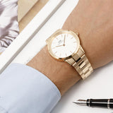 Daniel Wellington Iconic Link White Dial Gold Steel Strap Watch For Men - DW00100343 Buy Now By Daniel Wellington