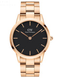 Daniel Wellington Iconic Link Black Dial Rose Gold Steel Strap Watch For Men - DW00100344 Buy Now By Daniel Wellington