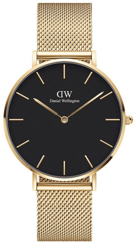 Daniel Wellington Petite Evergold Black Dial Gold Mesh Strap Watch For Women - DW00100345 Buy Now By Daniel Wellington