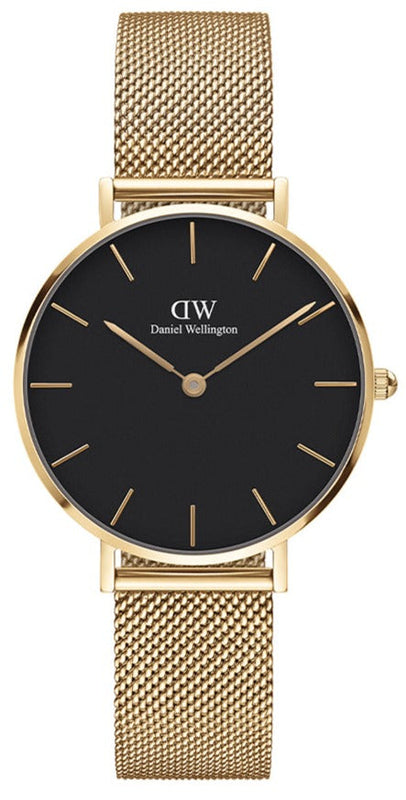 Daniel Wellington Classic Petite Black Dial Gold Mesh Bracelet Watch For Women - DW00100347 Buy Now By Daniel Wellington
