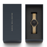 Daniel Wellington Classic Petite Evergold Black Dial Gold Mesh Bracelet Watch For Women - DW00100349 Buy Now By Daniel Wellington
