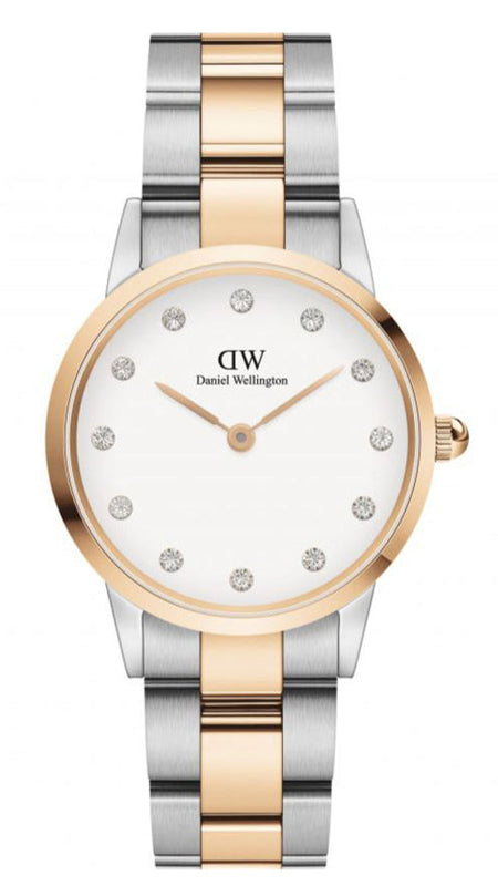 Daniel Wellington Iconic Link White Dial Two Tone Steel Strap Watch For Women - DW00100358 Buy Now By Daniel Wellington