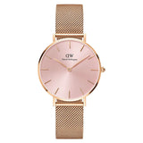 Daniel Wellington Petite Melrose Pink Dial Rose Gold Mesh Strap Watch For Women - DW00100367 Buy Now By Daniel Wellington