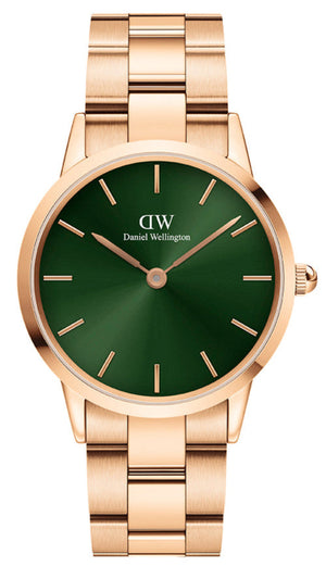 Daniel Wellington Iconic Link Emerald Green Dial Rose Gold Steel Strap Watch For Women - DW00100419 Buy Now By Daniel Wellington