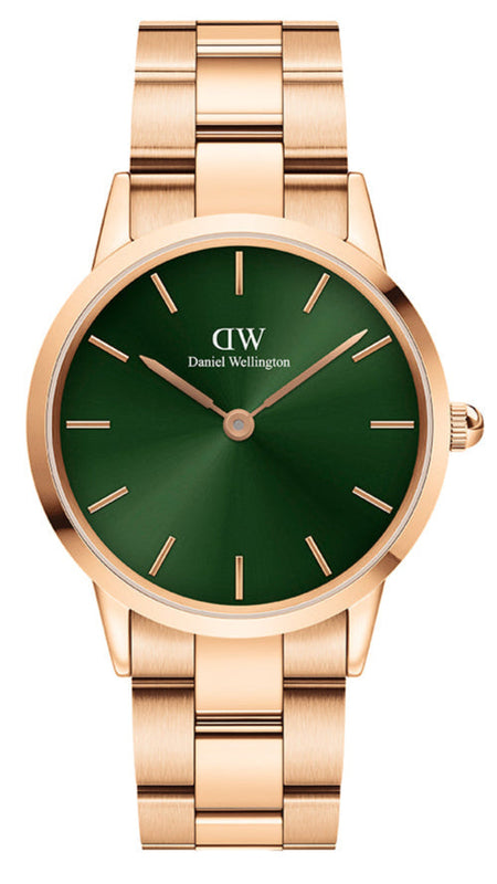 Daniel Wellington Iconic Link Emerald Green Dial Rose Gold Steel Strap Watch For Women - DW00100419 Buy Now By Daniel Wellington