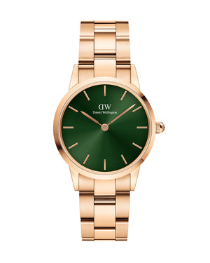 Daniel Wellington Iconic Link Emerald Green Dial Rose Gold Steel Strap Watch For Women - DW00100421 Buy Now By Daniel Wellington