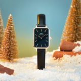 Daniel Wellington Quadro Sheffield Black Dial Black Leather Strap Watch For Women - DW00100435 Buy Now By Daniel Wellington